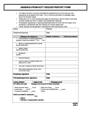 Absence From Duty Request Form
