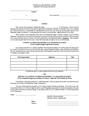 Consent to Proceed Before a US Magistrate Judge