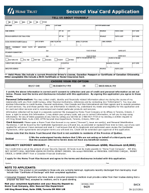 Home Trust Secured Visa Application