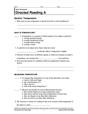 Temperature Worksheet