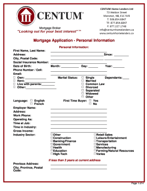 Mortgage Application Form