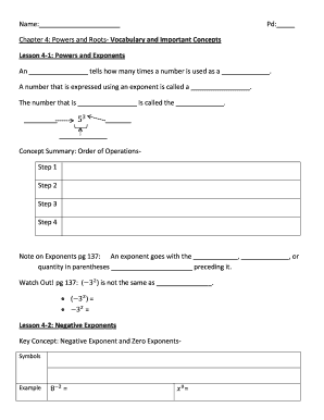 Math Worksheet: Powers and Roots