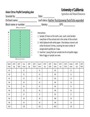 Asian Citrus Psyllid Sampling Plan