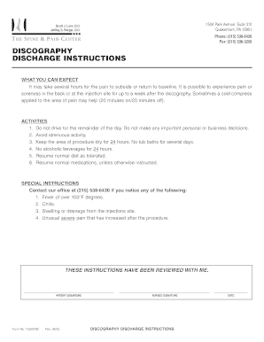 Discography Discharge Instructions