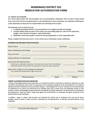 Winnebago Medication Authorization Form