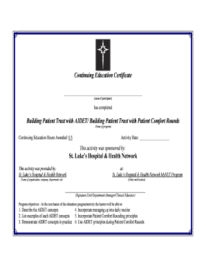 Continuing Education Certificate
