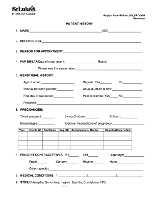 Gynecology Patient History Form