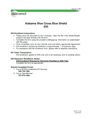 Alabama Blue Cross EDI Enrollment Form