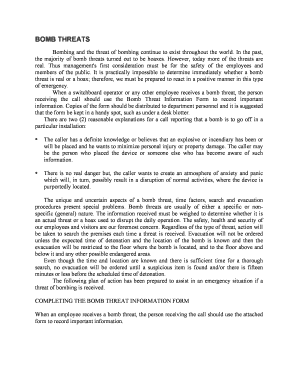Bomb Threat Information Form