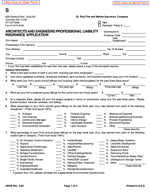 Architects and Engineers Professional Liability Insurance Application