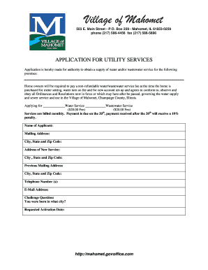 Application for Utility Services
