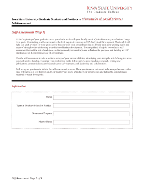 Iowa State University Graduate Student IDP Form