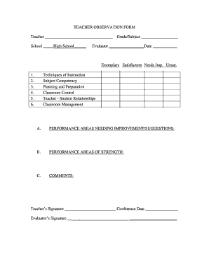 Teacher Observation Form