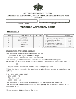Teacher Appraisal Form