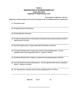 Business Name Registration Application