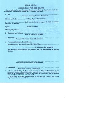 Saint Lucia Sick Leave Application