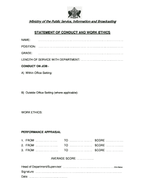 Statement of Conduct and Work Ethics