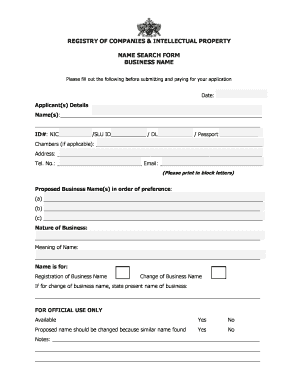 Business Name Registration Form