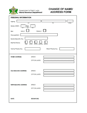 Saint Lucia Change of Name Address Form