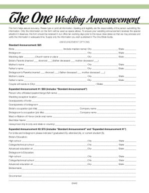 Wedding Announcement Form