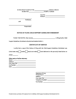Florida Child Support Guidelines Worksheet