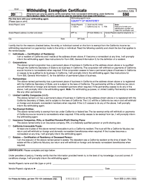 California Withholding Exemption Certificate