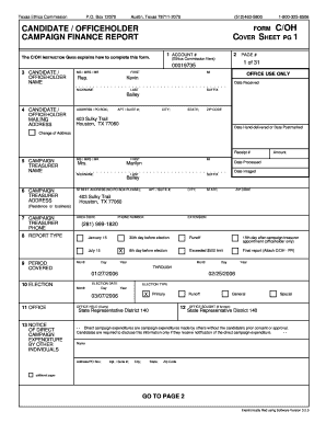 Texas Campaign Finance Report Form C/OH