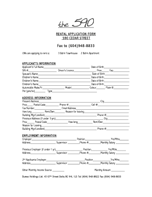 Rental Application Form