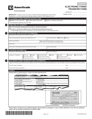 TD Ameritrade Institutional Electronic Funds Transfer Form