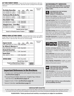 Wharton Center Subscription Order Form