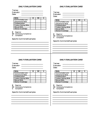 Daily Evaluation Card