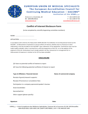 Conflict of Interest Disclosure Form