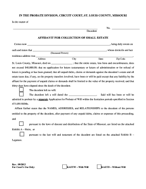 Affidavit for Collection of Small Estate