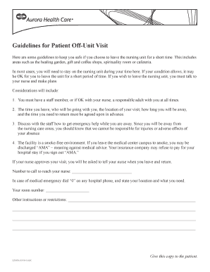 Patient Off-Unit Visit Guidelines