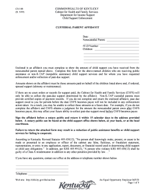 Kentucky Custodial Parent Affidavit