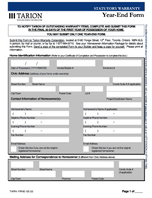Year-End Statutory Warranty Form
