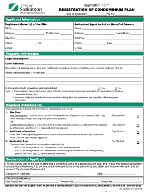 Application bFormb REGISTRATION OF bCONDOMINIUMb PLAN