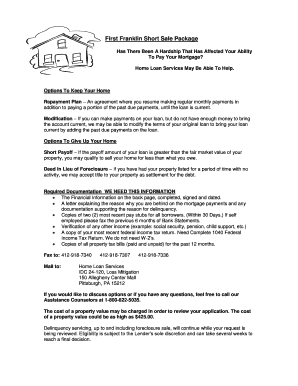 First Franklin Short Sale Package
