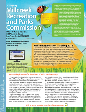 Millcreek Township Recreation Registration Form