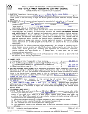 Texas Residential Real Estate Contract