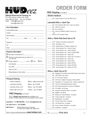 HUD Handbook Order Form