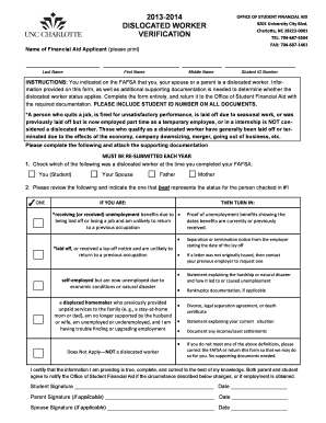 Dislocated Worker Verification Form