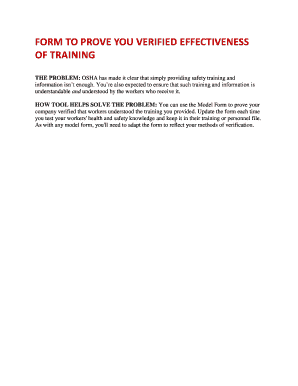 OSHA Training Verification Form