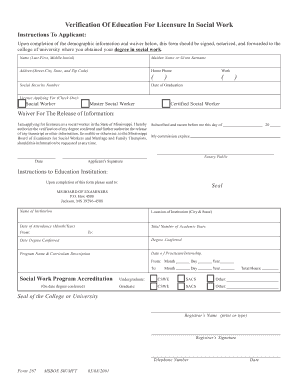 Verification Of Education For Licensure In Social Work