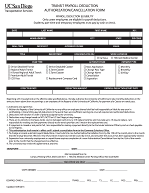 Transit Payroll Deduction Authorization Form