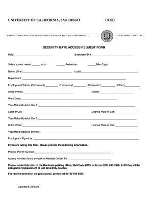 UCSD Security Gate Access Request Form