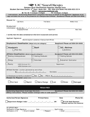 Campus Card Identification Request/Change Form