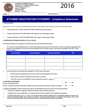 Colorado Attorney Registration Statement