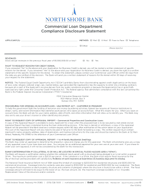 Commercial Loan Compliance Disclosure Statement