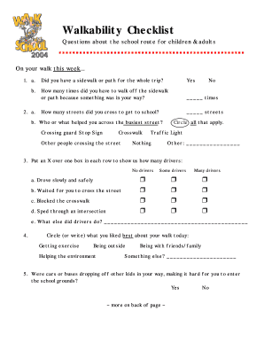 Walkability Checklist for School Routes